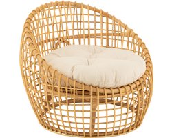 J-Line stoel Lise + kussen 1 Personen - rotan/textiel - naturel/wit