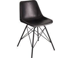 J-Line stoel Loft - leer/metaal - zwart - 2 stuks