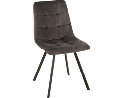 J-Line stoel Morgan - textiel/metaal - grijs - 2 stuks