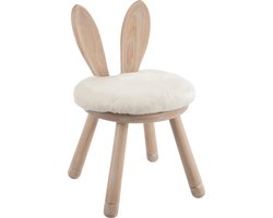 J-line - Stoel Oor Konijn Hout Naturel - 36x36x56cm