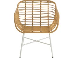 J-Line stoel Rachelle - metaal - naturel/wit - 2 stuks