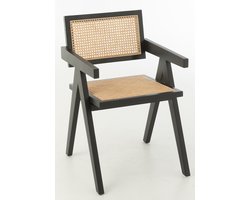 J-Line stoel Rooster - essenhout/rotan - zwart