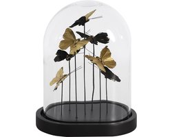 j-line Stolp Isabel Vlinders 21,5 X 28 Cm Glas Goud/zwart