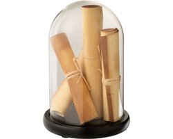 J-line - Stolp Papier Perkament Bruin Glas Small - 18x18x26cm