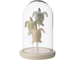 J-Line stolp Schildpad - glas - wit/lichtblauw - small
