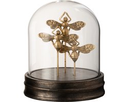 J-line - Stolp Vlinder Poly/glas Goud - 16x16x17cm