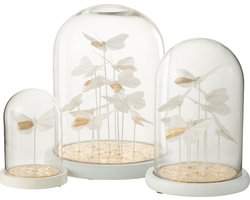 J-Line stolp Vlinders + Puntjes - glas - wit/goud - large