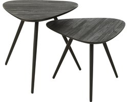 J-Line tafel Driehoek - hout - zwart - set van 2