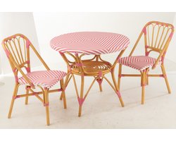 J-Line tafel Live - rotan/kunststof - naturel/roze