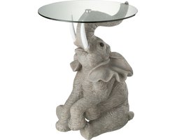 J-line - Tafel Olifant Poly/glas Grijs - 49x48x63cm