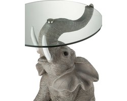 J-Line tafel Olifant - poly/glas - grijs