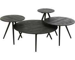 J-Line tafel Rond - hout - zwart - set van 4