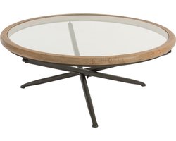 J-line - Tafel Rond Hout/glas Bruin Large - 100x100x40cm