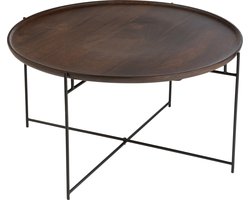 J-Line tafel Rond - ijzer/hout - bruin/zwart