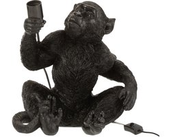 J-Line tafellamp Aap Zittend - polyresin - zwart