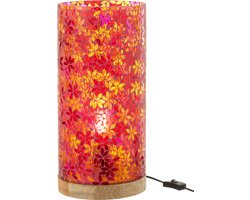 J-Line tafellamp Bloemen Mozaiek - glas - roze - large
