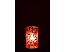 J-Line tafellamp Bloemen Mozaiek - glas - roze - small