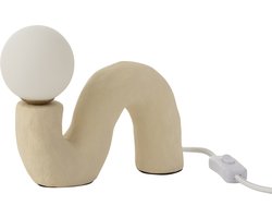 J-Line tafellamp Gekromd Globe - glas/aardewerk - beige