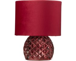 J-Line tafellamp - glas - bordeaux - LED lichtjes