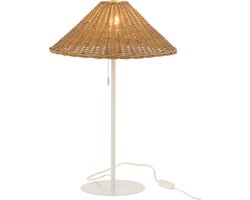 J-Line tafellamp - metaal/rotan - wit/naturel