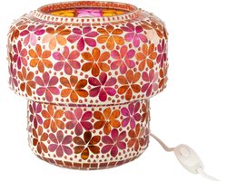 J-Line tafellamp Mozaïek - glas - roze/oranje - small