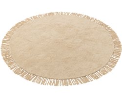 J-Line tapijt Rond + Franjes - katoen - beige