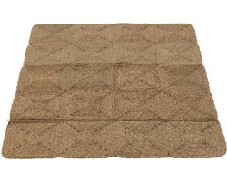 J-Line tapijt Vierkanten Geweven Touw - polyester - naturel