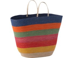 J-Line tas/mand Regenboog Strepen - zeegras - mix
