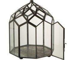 J-Line terrarium - glas/metaal - zwart - small - Ø 23 cm