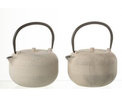 J-Line theepot - metaal - beige - 2 stuks