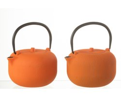 J-Line theepot - metaal - oranje - 2 stuks