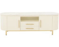 J-Line tv-kast - marmer/metaal - wit/goud