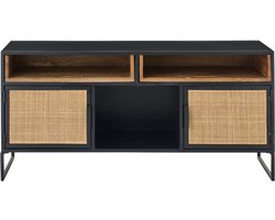 J-Line tv-meubel Rieten Panelen - hout - zwart/naturel
