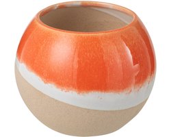 J-Line vaas Bal - keramiek - oranje/naturel - small