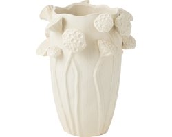 J-Line vaas Botanica Lotus - keramiek - beige - 35 cm hoog