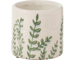 J-Line vaas Ferny - steen - groen/wit - small - Ø 12 cm