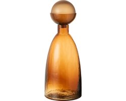 J-Line vaas Fles + Dop Yoko - glas - bruin - large - 43 cm hoog