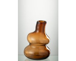 J-Line vaas Fles - glas - bruin - small - 27 cm hoog