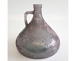 J-Line vaas / fles met handvat - Paars / grijs / wit - ø 17,5 x 18 cm hoog.