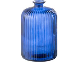 J-Line vaas Fles Stripe - glas - blauw - Ø 14.5 cm