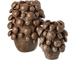 J-Line vaas Fungi - keramiek - bruin - large