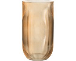 J-Line vaas Gestreept - glas - caramel - large - 30 cm hoog