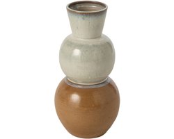 J-Line Vaas - keramiek - karamel/lichtblauw - small