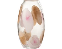 J-Line vaas Momo - glas - roze/bruin - large - 34.5 cm hoog