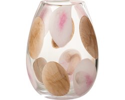 J-Line vaas Momo - glas - roze/bruin - small - Ø 11 cm