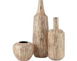 J-Line vaas Nuye Fles - schelpen/papier - beige - 72 cm hoog