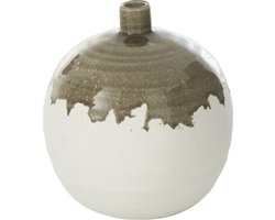 J-Line vaas Olea Fles - olijfgroen/wit - small - Ø 21.5 cm