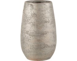 J-Line vaas Oneffen Ruw - keramiek - zilver - small - 31 cm hoog