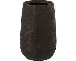 J-Line vaas Oneffen Ruw - keramiek - zwart - small - 31 cm hoog