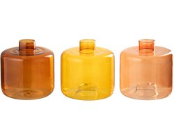 J-Line vaas Rond - glas - oranje - small - 3 stuks